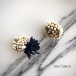 マジックフラワー×ネイビーフラワーイヤーカフセット／ピアス