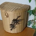 半円型蓋付きバスケット (中サイズ) エコクラフト 紙バンド