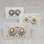 刺繍とビーズのまるっこピアス