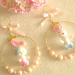 ♡ミニチュアうさちゃんフープピアス♡（A）