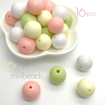 16個 ＊ 16mm 春色カラー アクリルビーズmix