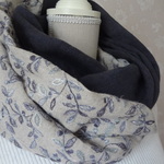 リネン刺繍のスヌード☆ブルー系