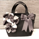 デザインリボンバッグ ライトグレー×ダークグレー
