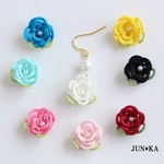 薔薇とコットンパールのピアス