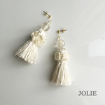 再販♡whiteタッセルとクリアビーズのピアス/イヤリング