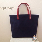 革取っ手 帆布 トート ✴︎ネイビー✴︎ M
