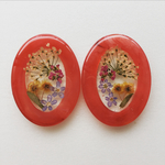 押し花レジンオーバル イヤリングorピアス