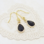 *P39***キラキラカットビーズ☆ピアス（ブラック色）