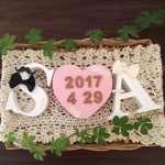 ♡記念日入りイニシャルオブジェ★ふんわりベール追加可能♡ウェディングに♡