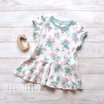 【100】ペプラムチュニック*flower（エメラルドグリーン）