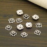 【#204】[約100個] 座金 ビーズキャップ Type-H 銀古美 9mm