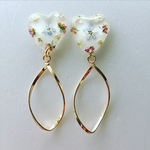 押し花レジンハート イヤリングorピアス