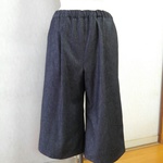 デニム　ガウチョパンツ　キュロットパンツ　ブラックデニム　Lサイズ