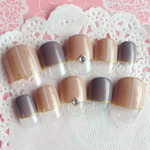 [RUNA♪グレージュストライプシンプルフレンチネイルチップ