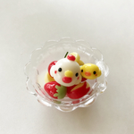 にわとりとひよこのフルーツ盛り合わせ