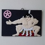 ちりめん  力士  壁掛け