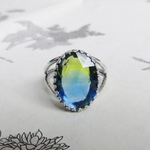 ・:*:・再販・:*:・ヴィンテージ　リング　 Givre Sapphire Blue Peridot Green 18×13㍉