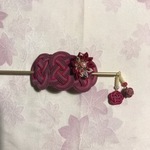 和風かんざしバレッタ　一輪花　梅紫