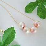 桜色&ホワイトのコットンパール ネックレス
