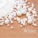 【ホワイト】穴なしコットンパール風樹脂パール　3mm 4mm 5mm 6mm 8mm　５サイズセット 【コットンパール　Mixパール】