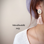 再販9♡天然石入りビーズ刺繍のタッセルピアス