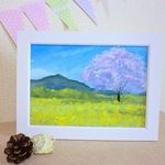 油絵原画『お花見日和』　額縁付き