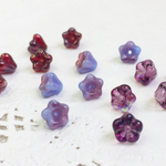 【チェコグラスビーズ】ベイビーベル 4/6mm  赤～紫系セット