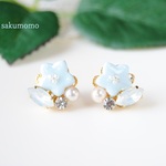 ✿ すみれとホワイトビジューのピアス ✿  