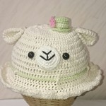   ♡aーchain様ご専用です♡お花付き飾り帽子を付けた可愛いひつじさんの帽子です♪爽やかコットン糸を使用しています！《送料無料》ベビー帽子・キッズ帽子・オーダー帽子・羊帽子