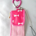 キッズ携帯＆リールキーケース☆通学の必需品♡リボンピンク