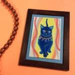 原画●青い猫のイラスト●壁掛け●絵●絵画●アート●手描き●ポストカード