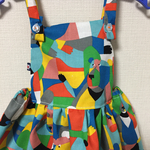 カラフル熊さん柄ふんわりワンピース90