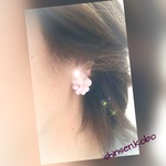 さくら色のお花と蝶のイヤリング（ピアス変更可）