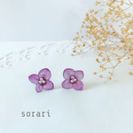 藤いろ紫陽花のイヤリング