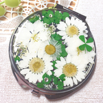ホワイトガーデン の押し花コンパクトミラー