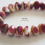 8*6mm Fuchsia*milk ツートーンロンデルビーズ  10個