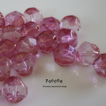 9mm clear pink*bronze 天然石型 チェコビーズ 5個
