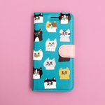cat!cat!cat!【iphone7】手帳型ケース グリーン