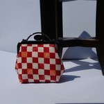 市松柄の押し口がま口　マチあり