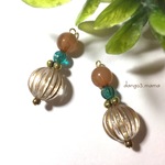 300円☆春夏☆クリアアンティークゴールド☆メロンブルーのピアス/イヤリング