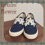 【22.5～25cm】デニムフラワースリッポン♪