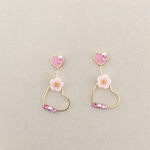 ハートと桜のイヤリング
