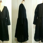 ベルギーリネンカシュクールワンピース 黒