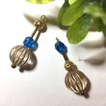 ☆300円☆春夏☆クリアアンティークゴールド☆ブルーのピアス/イヤリング