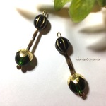 300円☆グリーン☆メロンブラック☆アンティーク調のピアス/イヤリング