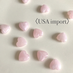 〈USA import〉 マーブルピンク×ホワイト アクリル ハートビーズ  (8個)