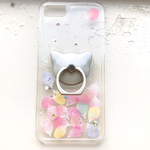 *春待ち~花猫* カラフル花びら 選べる スマホリング スマホケース Galaxy/Xperia iPhoneケース iPhone8/plus iPhoneX/se iPhone7/6