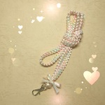 ＊リボンレイのネックストラップ＊うす～いpink×パステルカラーのグラデーション  