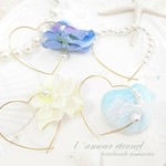 紫陽花フリル♡パールリボンのハートフープピアス/イヤリング