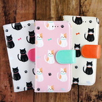 【手帳型】猫モチーフ 北欧デザイン 各機種ケース対応<スマホケース/iphoneケース/アイフォンケース/スマホカバー/iphoneカバー>